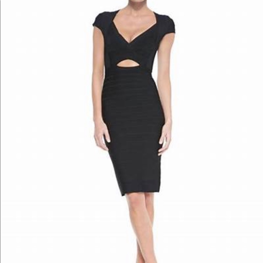 Herve Leger Deep v Neck Bandage Dress